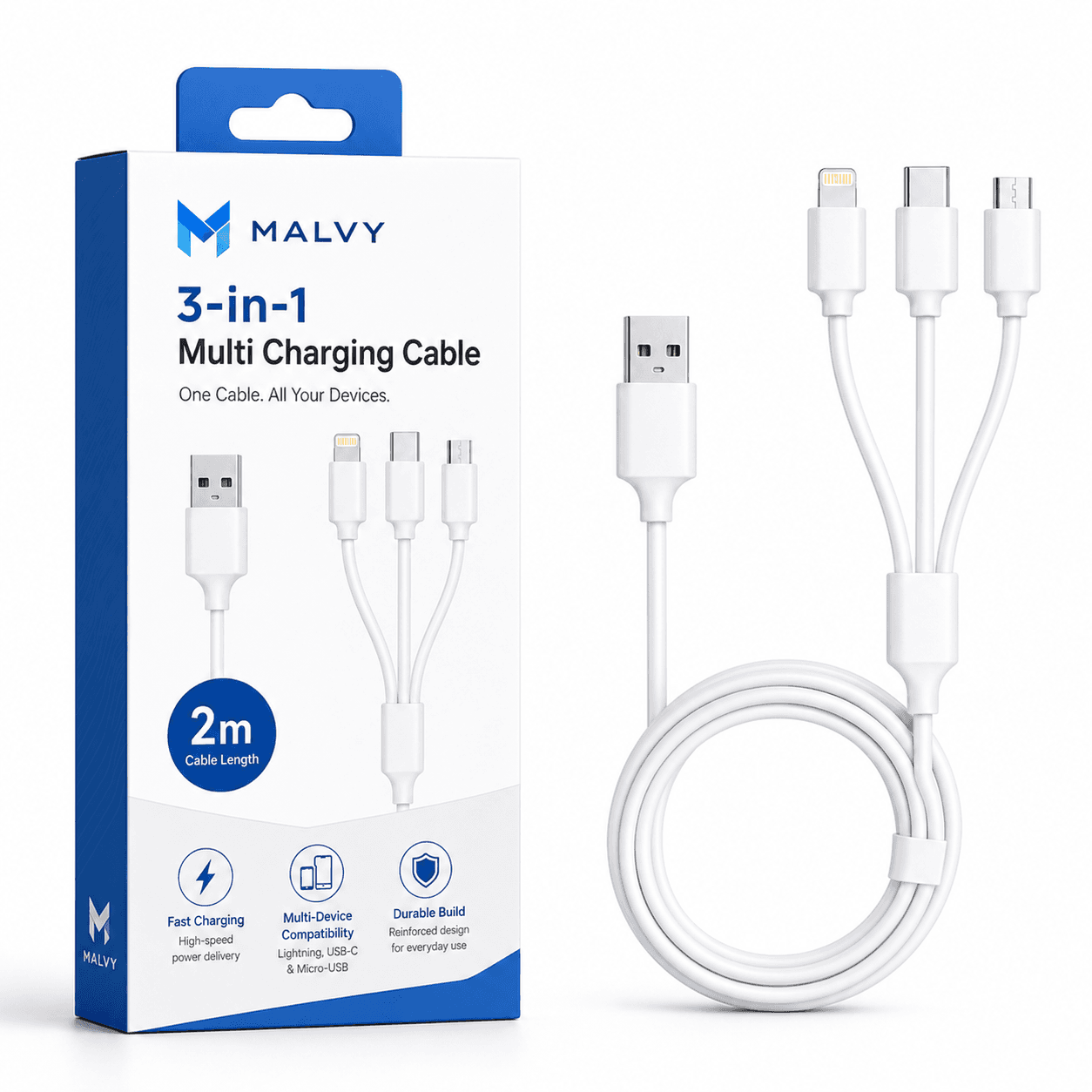 3-in-1 Multi Charging Cable 2m