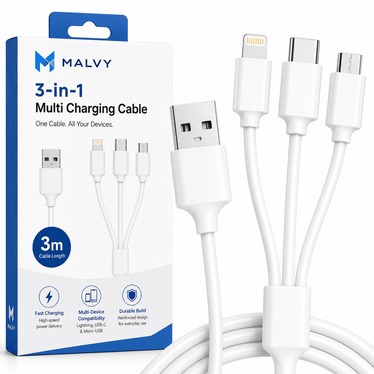 3-in-1 Multi Charging Cable 3m