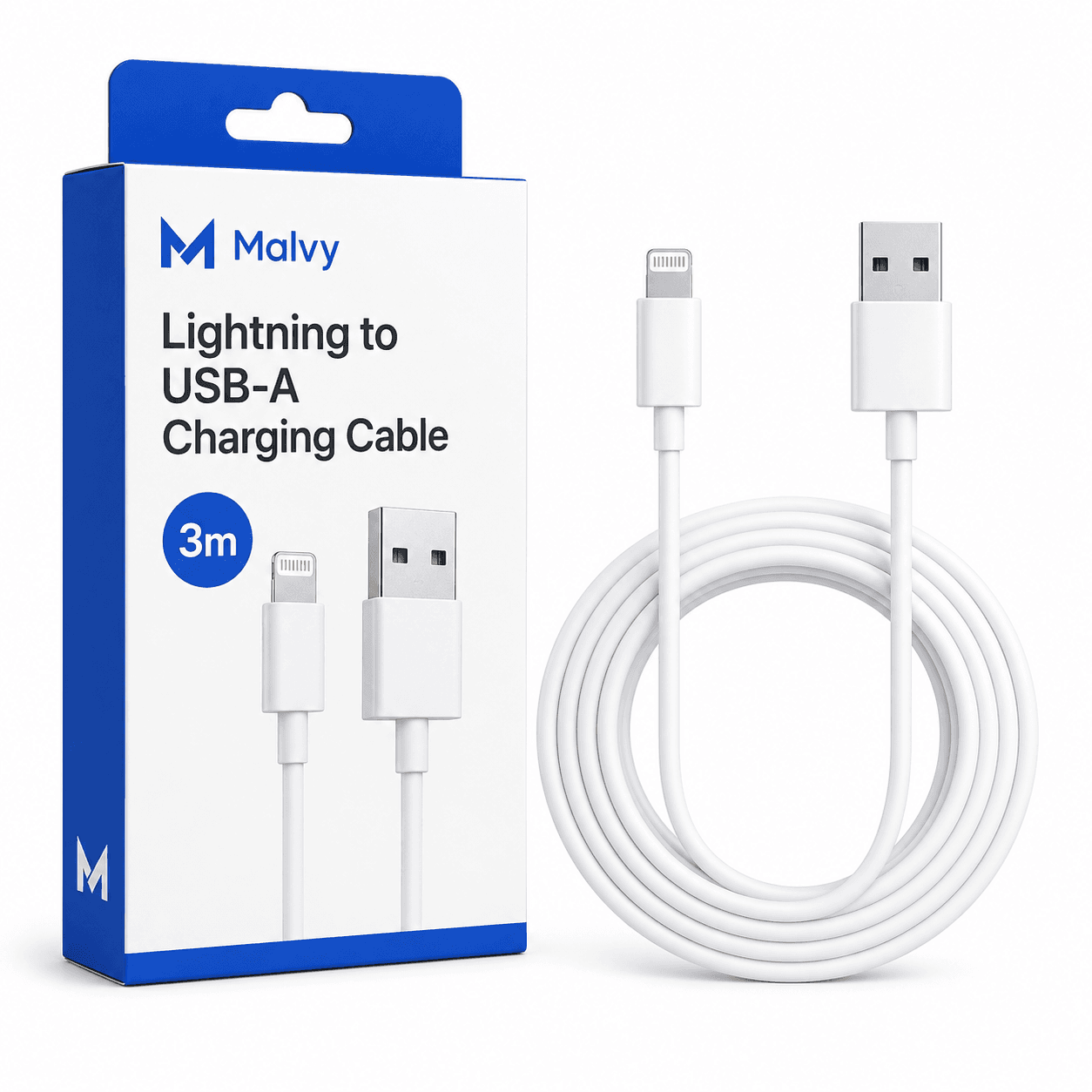 Malvy Lightning to USB-A Charging Cable 3m for iPhone product photo