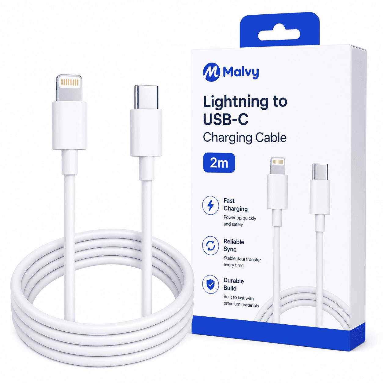 Malvy Lightning to USB-C Charging Cable 2m for iPhone product photo