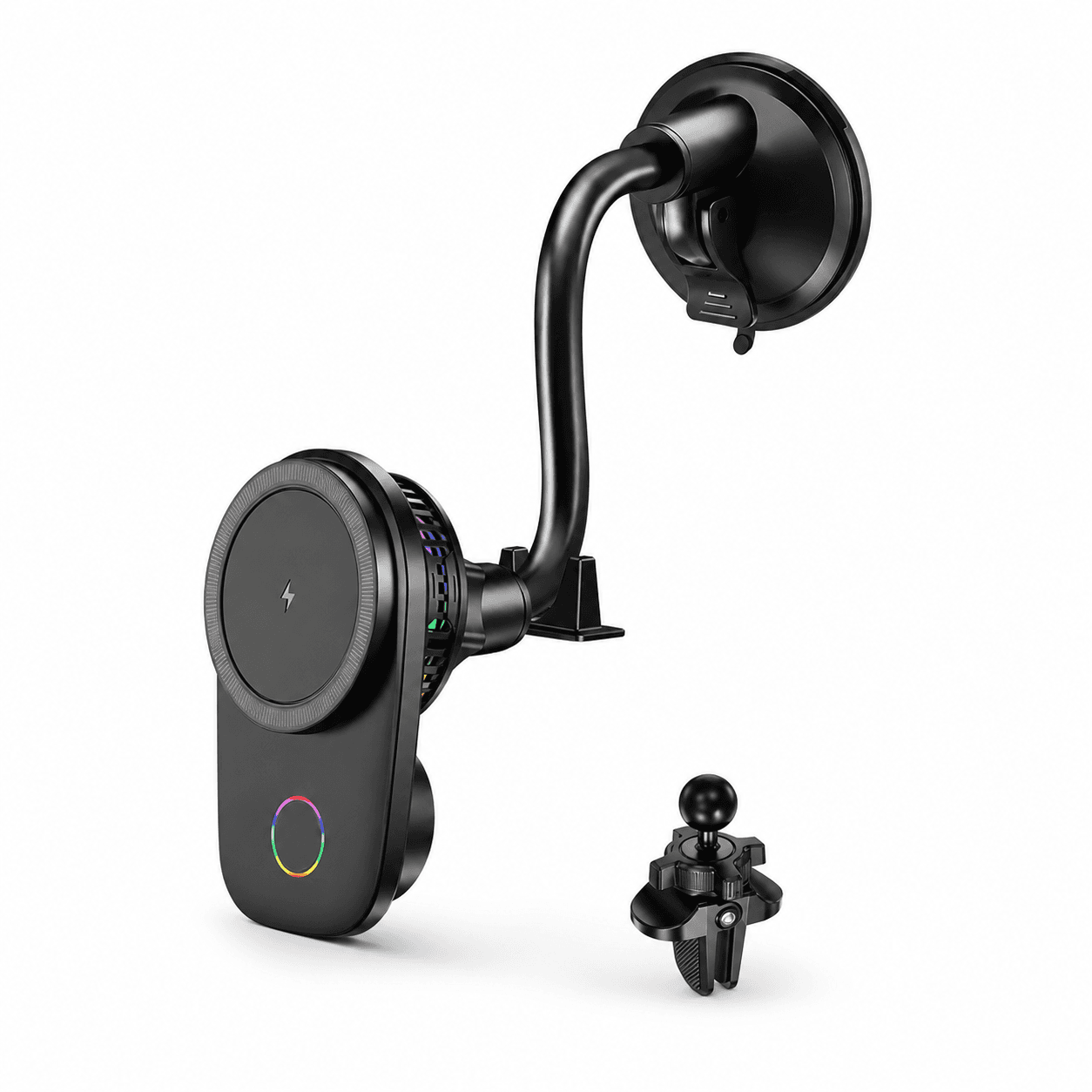2-In-1 Wireless MagSafe Car Charger With RGB Light