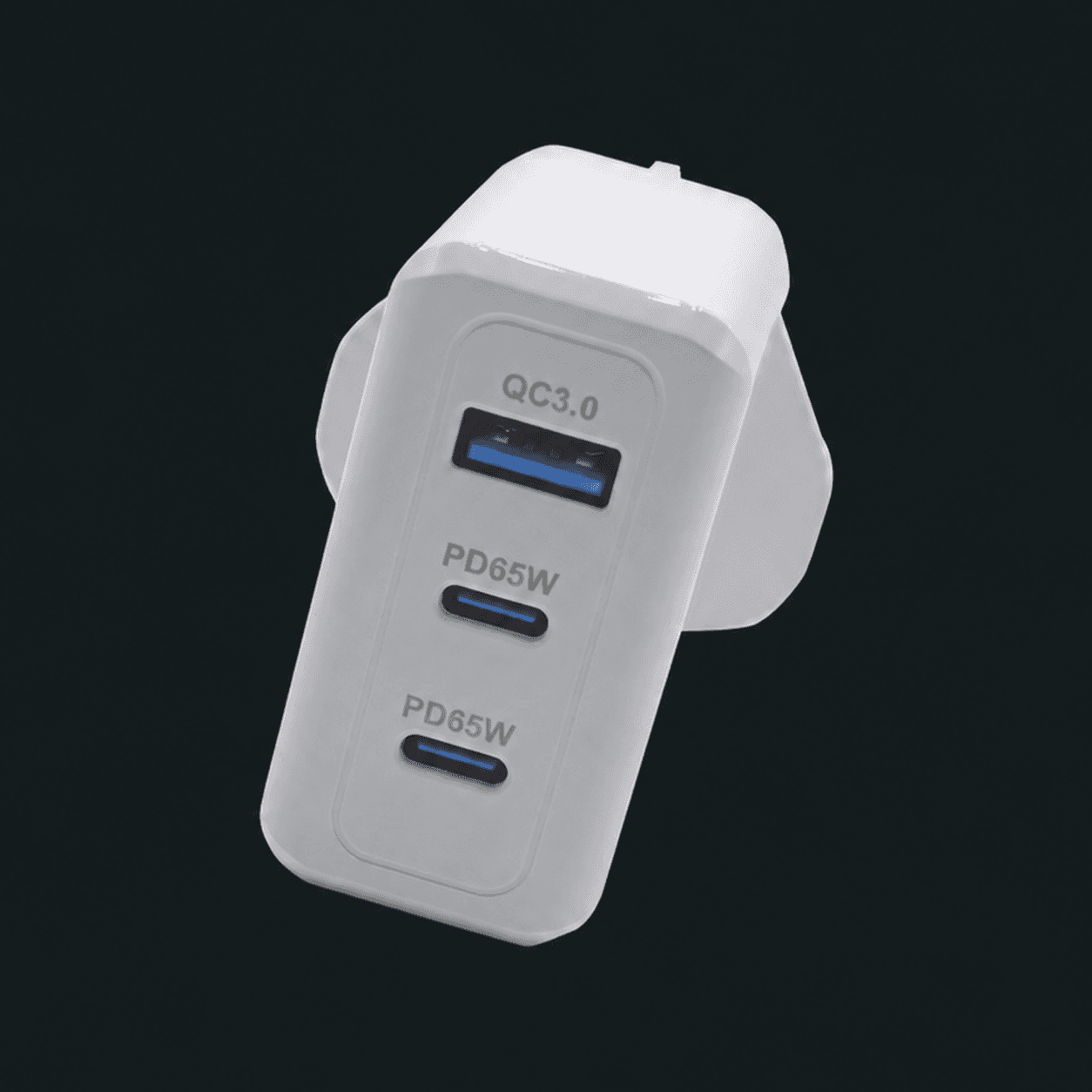 65w Plug With 2* C Port / 1* USB-A Port - Fast Charging